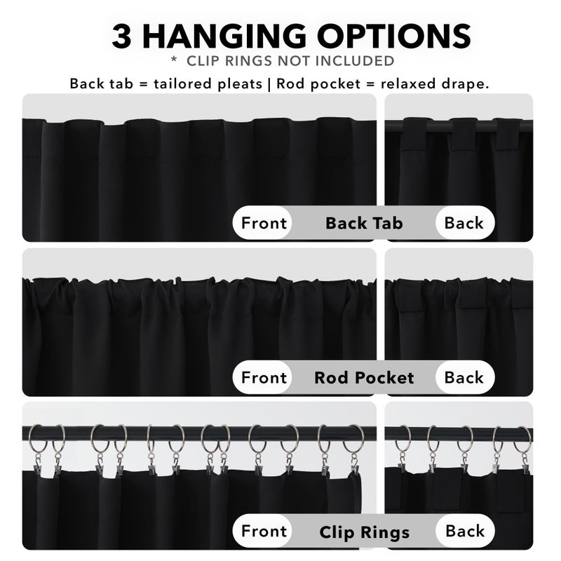 Deconovo Blackout Curtains for Bedroom, Black Thermal Insulated Drapes 95 Inches Long, Back Tab and Rod Pocket Room Darkening Window Curtains, 42W x 95L Inch, 2 Panels - Image 2